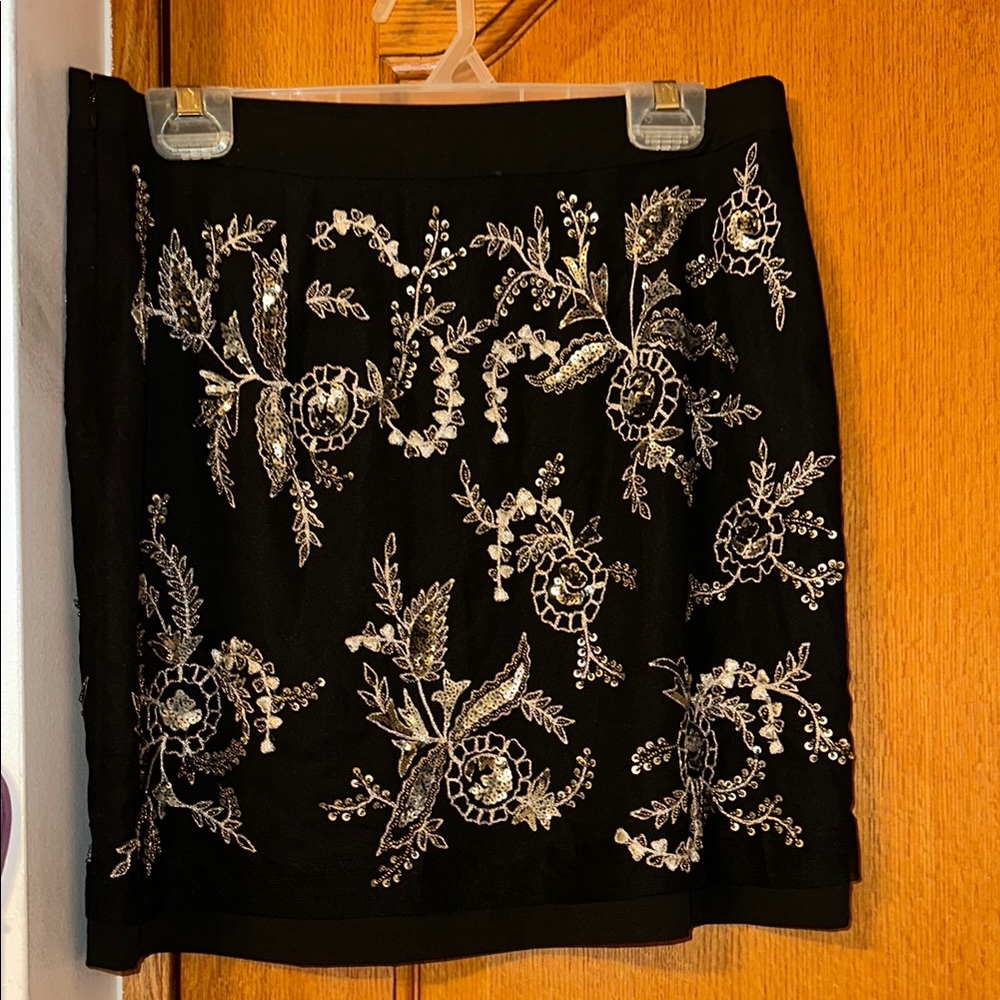 Elegant Black Embroidered Skirt